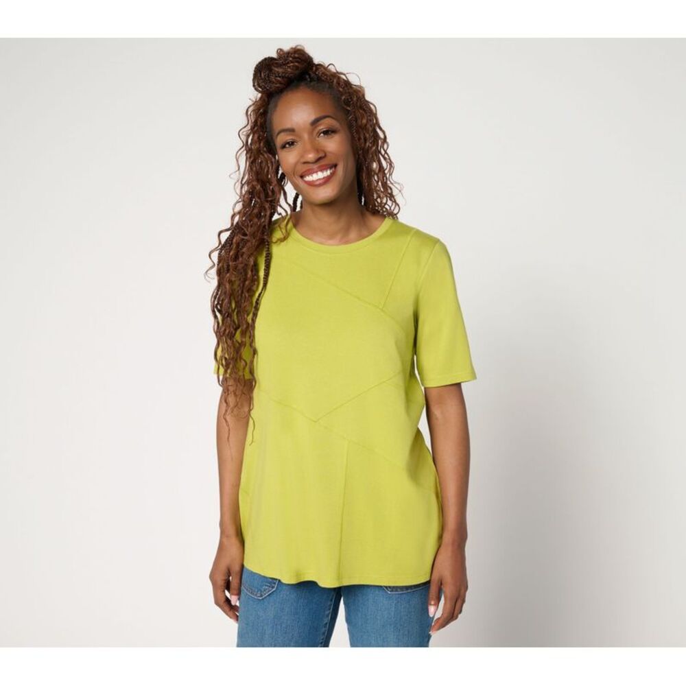 Wacoal Women's Top Plus Sz 1X Knit Patchwork Seam Yellow A697233